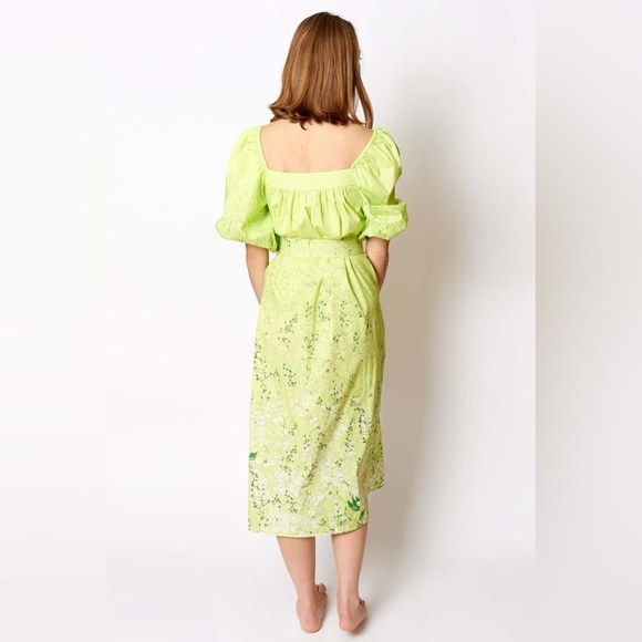 Ann Mashburn Floral Nicolette Dress- Lime - Picture 2 of 13